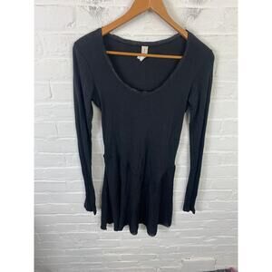 Neesh by D.A.R. Women's Scoop Neck Long Sleeve Shirt Dress Solid Black Size S